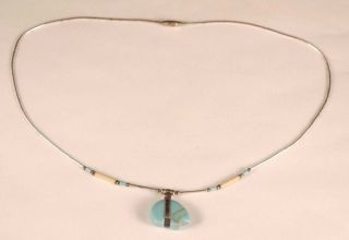 Vintage Native American Navajo Sterling Silver Turquoise Bear Necklace