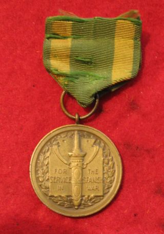 Spanish American War Service Medal Numbered 11584 Indiana
