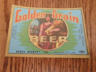 Vintage Dunes Brewery Golden Grain Irtp Beer Label Michigan City,  Michigan 3