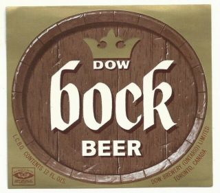 Vintage Dow Bock Beer Label - Toronto,  Canada