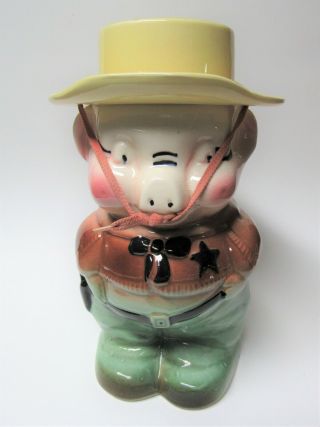 Vintage Art Pottery Roseville Rrp Co Robinson Ransbottom Cookie Jar Sheriff Pig