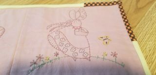 Sunbonnet Sue Small Doll Quilt Blanket Girl Bonnet Patchwork Hand Embroidery