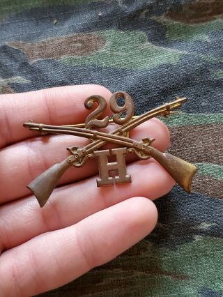 Spanish American War Us Army 29th Infantry Regiment Company H Officers Pin