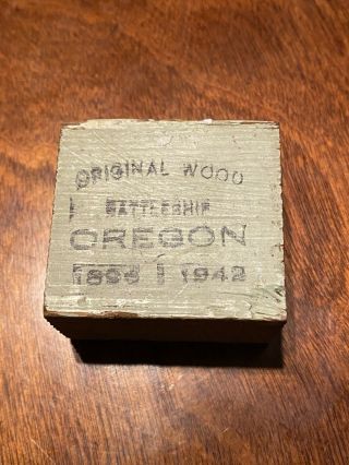Uss Oregon Battleship Wood Relic Souvenir Spanish American War 1898 Cn