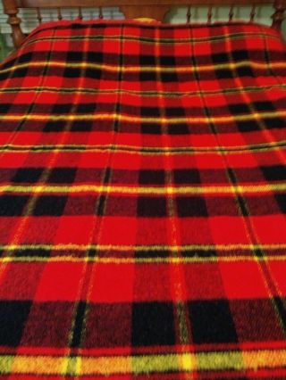 Vintage Red,  Black & Yellow Plaid Blanket/Full Size 2