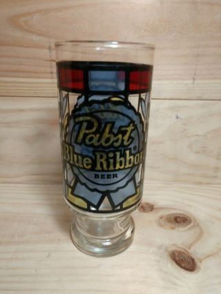 Vintage Pabst Blue Ribbon Stained Glass Design Beer Drinking Tumblers