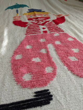 Vintage Youth Chenille Bedspread With Clown,  66 " X105 ",