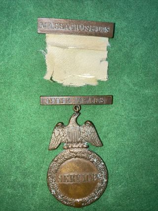 Pre - Wwi Massachusetts State Militia Nine Years Service Medal Ribbon