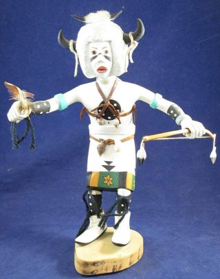 White Buffalo Dancer 11 - 1/2 " Mosair Kachina Doll Handmade Native American Signed
