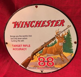 1955 Vintage Style  Winchester  Model 88 Porcelain Gas & Oil Sign 12 Inch