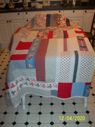 Vintage Hand Made Patchwork Quilt 92 In.  X 78 In.  In Vintage Conditio