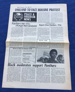 1968 Peace & Freedom Party Newspaper Special Black Panther Huey Newton Trial