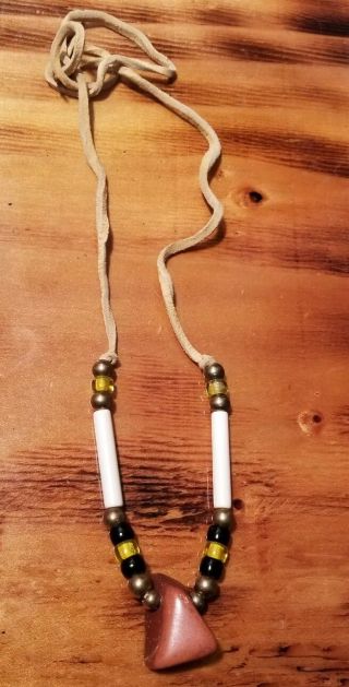 Beaded - Catlinite Pendant Necklace - Native American - Lakota - Sioux
