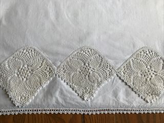 2 Vintage Cotton Pillowcases Set Hand Crocheted 5 