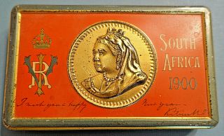 1900 Queen Victoria Chocolate Tin Box Gift To South Africa Boer War Soldiers