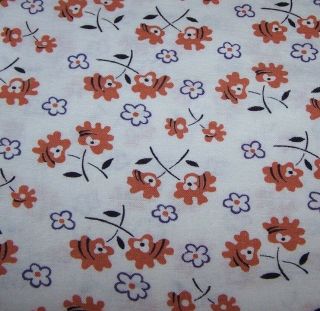 Vintage Org Cotton Feed Flour Sack Bag - Mod Flower Print - Sew - Quilt - Fabric -
