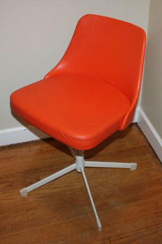 Vintage Mid Century Modern Cosco Swivel Adjustable Chair Orange White