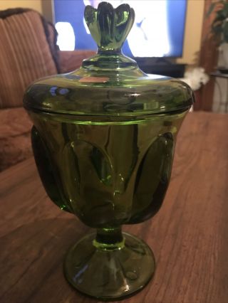 Vintage Viking Green 6 Pedal Covered Candy Dish