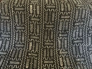 Authentic African Handwoven Black White Mud Cloth Textile Fabric 65 " X 42 " Mali