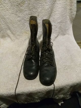 Vintage Genesco Usa Made Black Leather Military Combat Boots Sz 8 R
