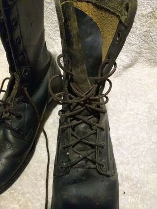 Vintage GENESCO USA Made Black Leather Military Combat Boots Sz 8 R 2