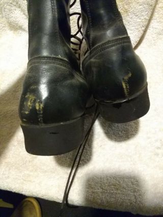 Vintage GENESCO USA Made Black Leather Military Combat Boots Sz 8 R 3