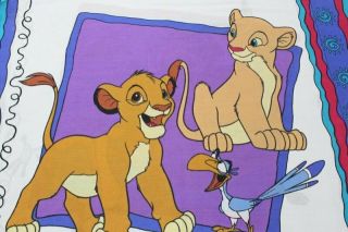 Disney Two Sided Pillowcase Lion King Simba Nala Pumbaa Bright Color Usa Vintage