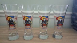 4 Spuds Mackenzie Budweiser Beer Glasses Bud Light Anheuser Busch 1997