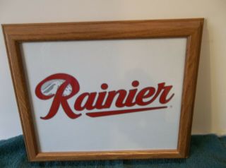 Rainier Beer Logo Sign Picture 11 5/8 " X 9 5/8 " Wood Frame