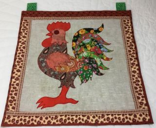 Vintage Country Quilt Wall Hanging,  Appliquéd Wings,  Floral Calico Prints