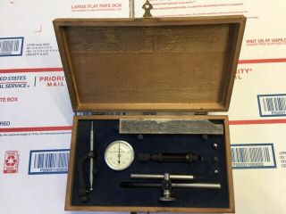 Vintage Brown And Sharpe Plunger Dial Indicator Set In Wooden Box