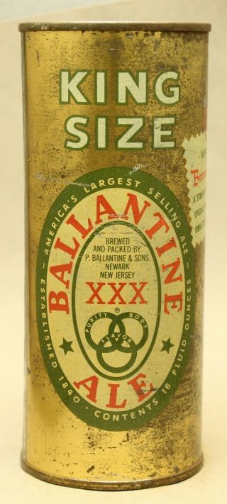 Ballantine Ale 16 Oz King Size Flat Top Beer Can