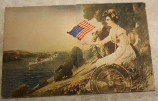 Us Navy Great White Fleet Battleships Souvenir Tri - - Fold Postcard Golden Gate Ca