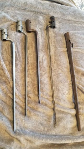 Pre Ww I 1895 British Pattern Socket Bayonet W Scabbard Plus 3 Socket Bayonets