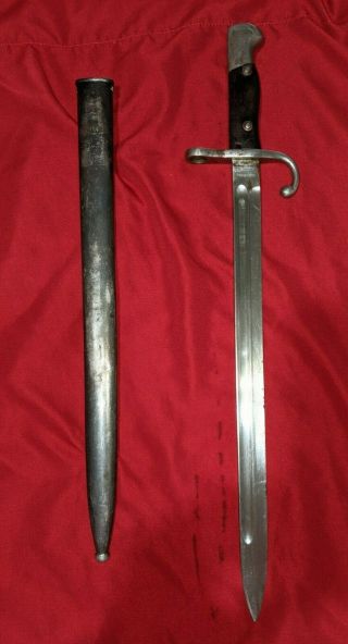 Uncommon Argentine M1909 Bayonet With Matching Sn S - German Made - Crest