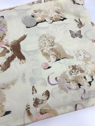 Vintage Playful Kittens Cat Twin Size Flat Sheet Sears Roebuck And Co Usa Made