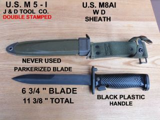 Vintage Us - Vietnam War Bayonet - Fighting Knife M5 - 1 W/ Sheath.  J & D Tool