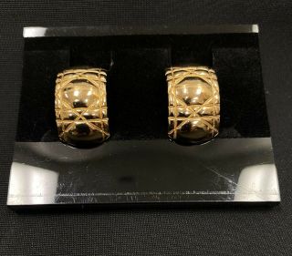Christian Dior Signed Gold Clip On Earrings Vintage