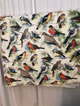 Birds Blue Red Finch Vintage Polyester Blanket 60x68 Usa