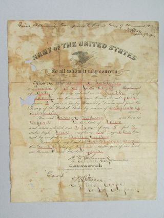 1904 Fort Stevens Oregon Army Discharge Certificate Coast Artillery Iowa Native