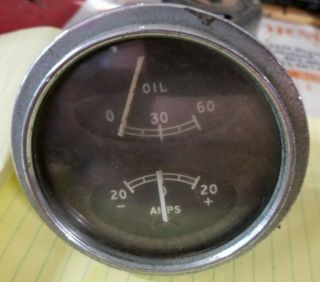 Vintage Chris Craft Oil And Amps Combo Gauge 40 