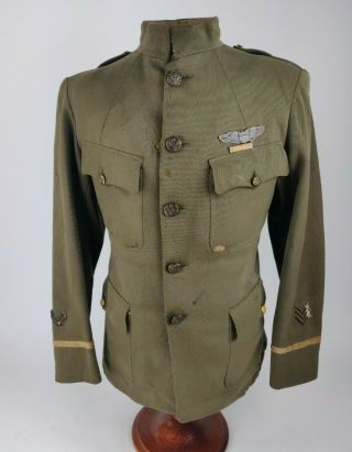 Wwi Ww1 Us Army Aviation Tailored 4 Pocket Wool Officer Tunic Pilot Wings