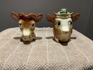 Vintage Elmer & Elsie The Borden Cow Creamer And Sugar Bowls