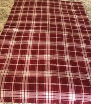 Vintage Shades Dark Red Plaid Cotton Camp Blanket Bunk Twin Throw Reversible