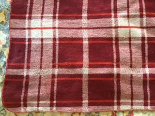 Vintage Shades Dark Red Plaid Cotton Camp Blanket Bunk Twin Throw Reversible 3