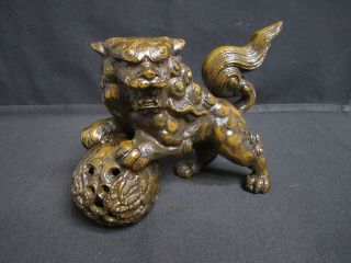 Vintage Cast Iron Foo Dog Chinese Guardian Lion Figurine - Statue