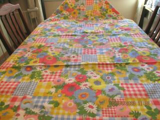 Vtg House N Home Fabrics & Draperies Multicolor Florals & Checkered Fabric 3 Yds