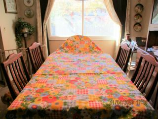 VTG House N Home Fabrics & Draperies Multicolor Florals & Checkered Fabric 3 yds 2