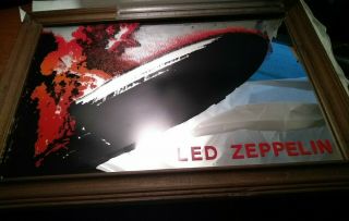 Vintage Led Zeppelin Carnival Mirror 1969 Self Titled Lp Wood Framed Red & Black