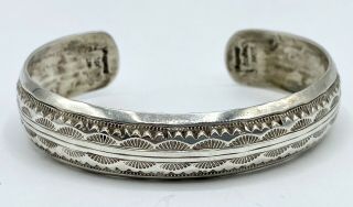 Vintage Navajo Signed Gilbert Begay Stamped Sterling Silver Cuff Bracelet